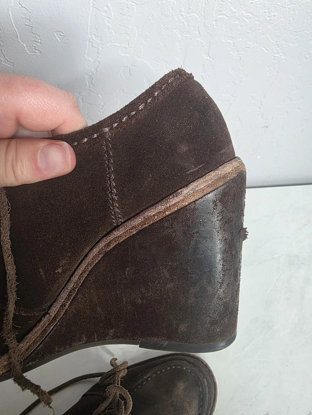 Frye Chucka Caroline Women's Brown Suede Wedge Lace-Up Shoes Size 7M‎